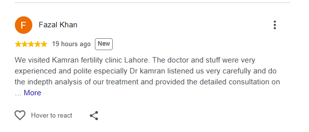 Google review from Fazal Khan describing an experienced, polite team and a detailed, in-depth consultation with Dr. Kamran.